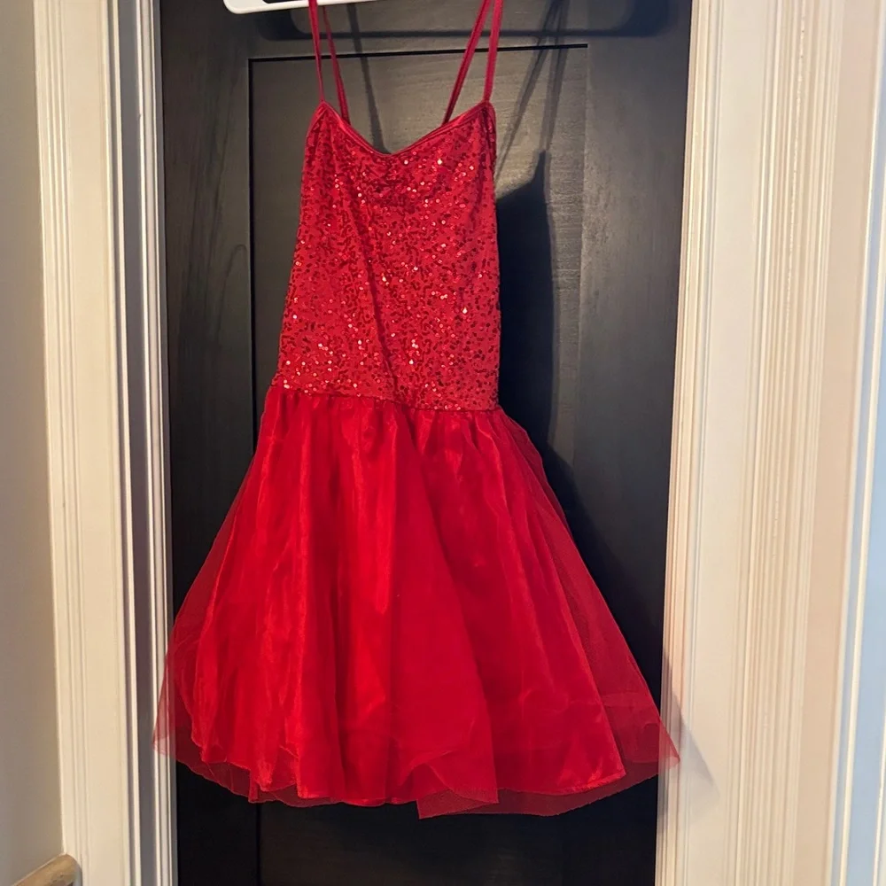 Sparkling Red Kids Dance Costume Dress